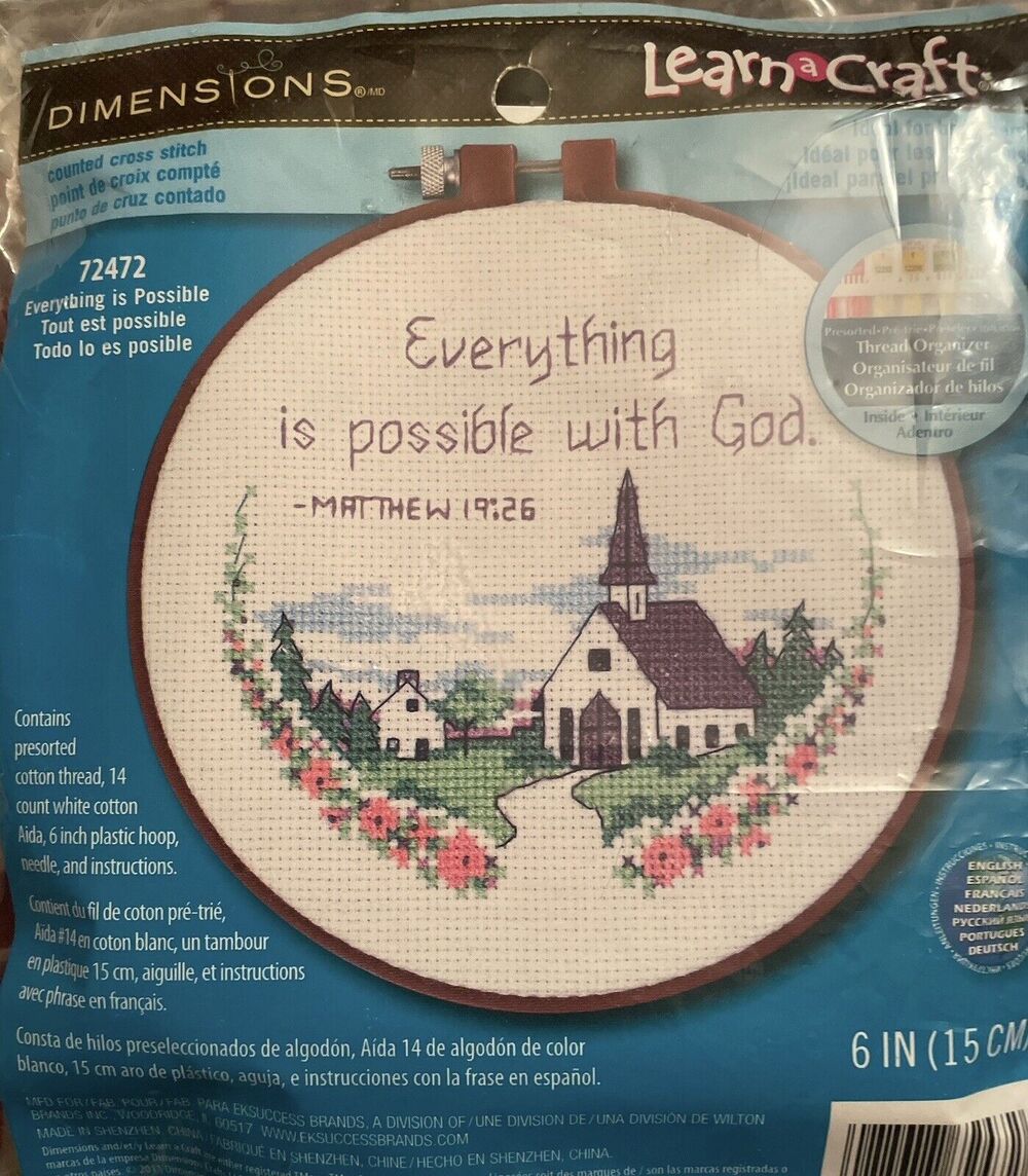 Counted Cross Stitch Everything IS Possible With God -2004 Dimensions 72472 New